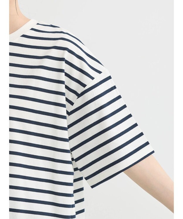 earth music&ecology ラウンドチュニックＴ Border Ivory