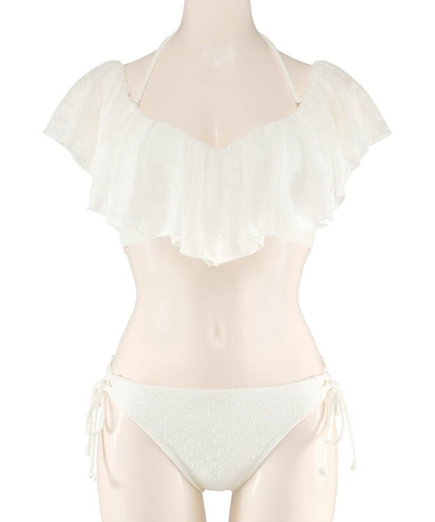 San-ai Resort（三愛水着楽園） 軽い着け心地でしっかり盛れる【楽盛り水着】　フリルワイヤービキニ　9M・11L　【San-ai Resort（サンアイリゾート）】 ホワイト