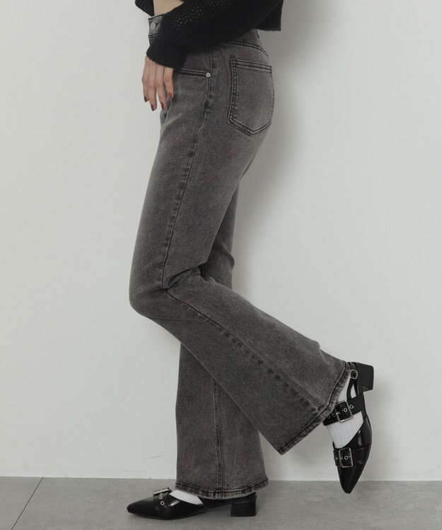 WEGO ストレッチフレアデニムパンツ ブラック