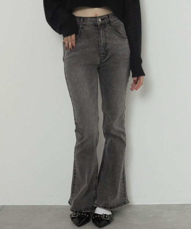 WEGO ストレッチフレアデニムパンツ ブラック