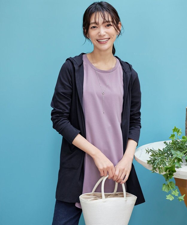 Tiaclasse 【小倉優子さん着用・UVケア・接触冷感】“やみつき”カットソーパーカーカーデ ネイビー