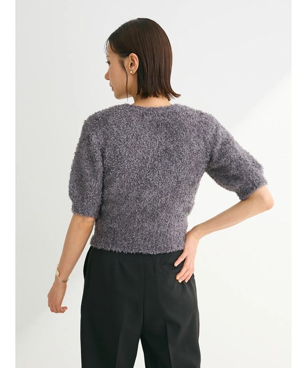 Green Parks テープヤーン半袖ニットプルオーバー Charcoal Gray