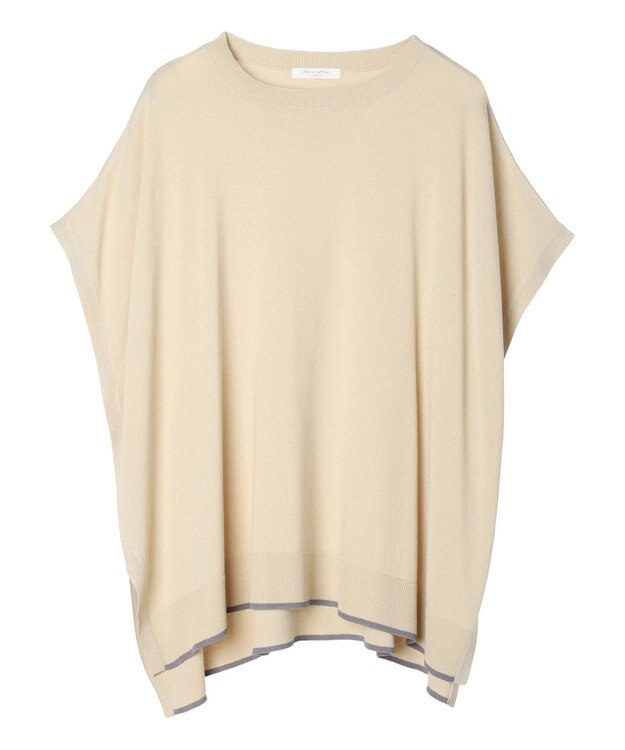 Green Parks 推しニット　裾ラインポンチョ型チュニック Gray Beige