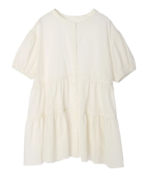 earth music&ecology 綿ローンティアードチュニック Off White