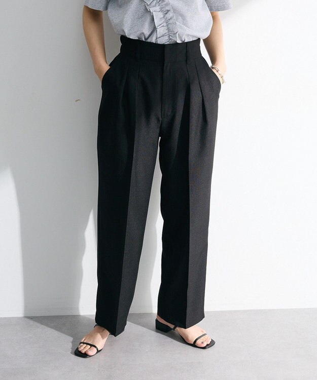 Green Parks ・ＥＬＥＮＣＡＲＥ　ＤＵＥ　リネンライク２タックパンツ Black