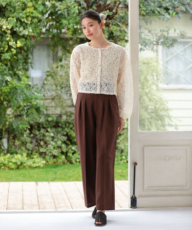 Green Parks ・ＥＬＥＮＣＡＲＥ　ＤＵＥ　リネンライク２タックパンツ Black