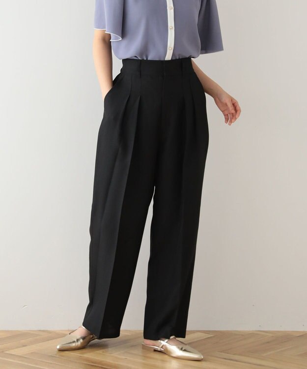 Green Parks ・ＥＬＥＮＣＡＲＥ　ＤＵＥ　リネンライク２タックパンツ Black