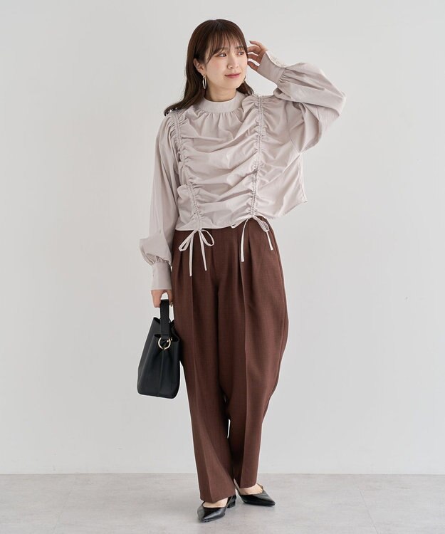 Green Parks ・ＥＬＥＮＣＡＲＥ　ＤＵＥ　リネンライク２タックパンツ Black