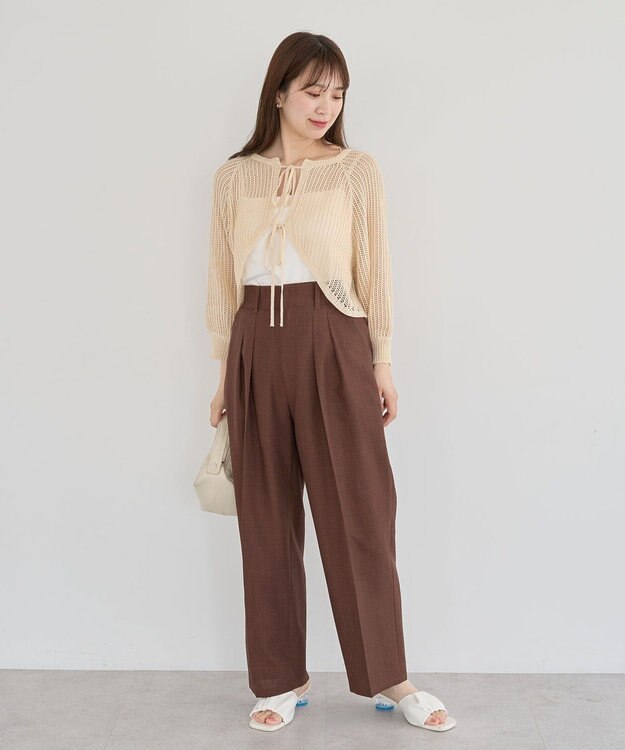 Green Parks ・ＥＬＥＮＣＡＲＥ　ＤＵＥ　リネンライク２タックパンツ Black