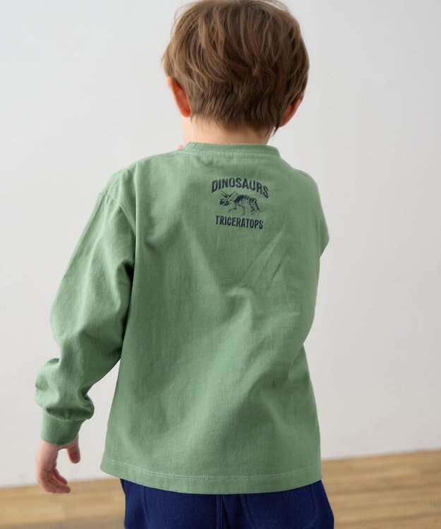 ANY KIDS 恐竜プリント 長袖Tシャツ カーキ