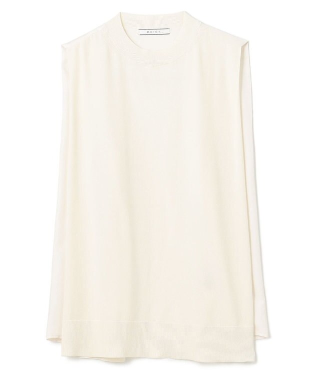 BEIGE， 【洗える】VALOIS / ドッキングニット Ecru