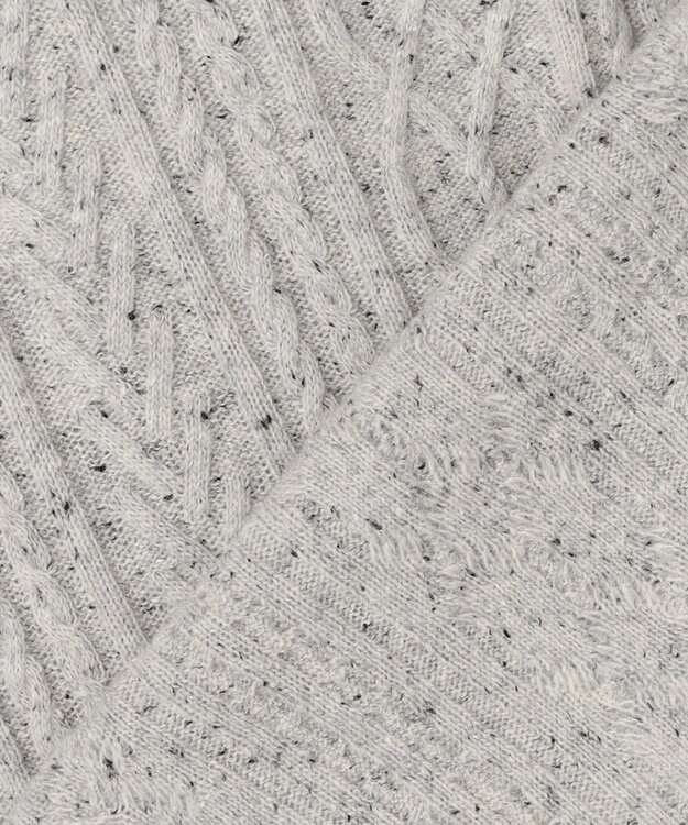 J.PRESS LADIES NEP クルーネック ケーブルニット ライトグレー系