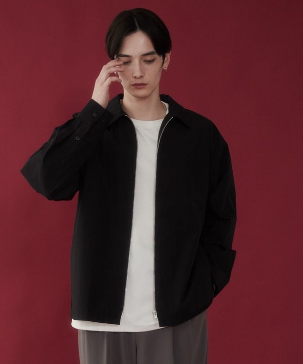 WEGO ブロードダブルZIPシャツ（LS） ブラック