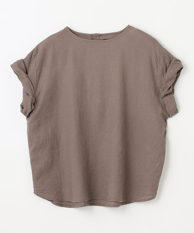 ANY 【手洗い可】ヨーロピアンリネンツイストスリーブブラウス ブラウン