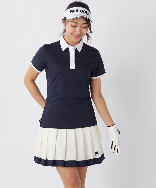 FILA GOLF／marie claire 【FILA GOLF】アクセントカラー半袖ポロシャツ ネイビー
