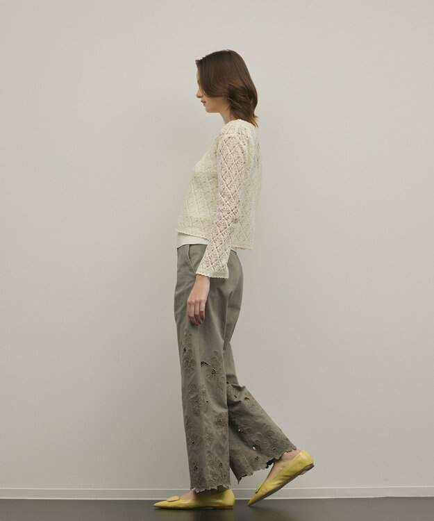 GRACE CONTINENTAL カットワークフレアパンツ グレー