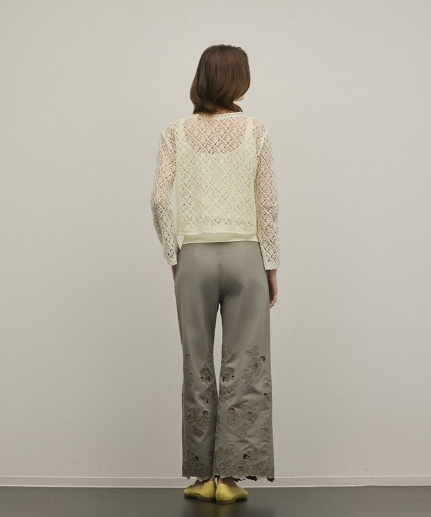 GRACE CONTINENTAL カットワークフレアパンツ グレー