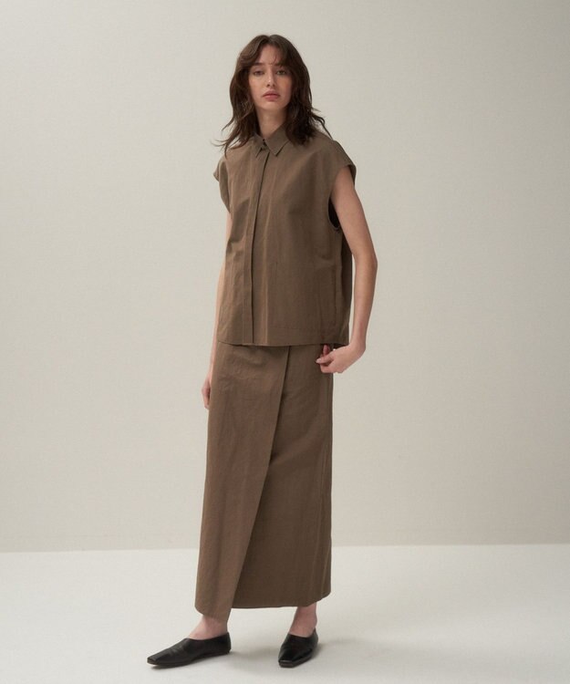 ATON SILK LINEN SHANTUNG | ラップスカート BEIGE