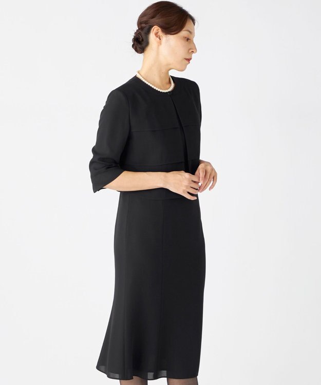 自由区 FORMAL 【人気NO.1 / 洗える】ボレロ風ワンピース ブラック系