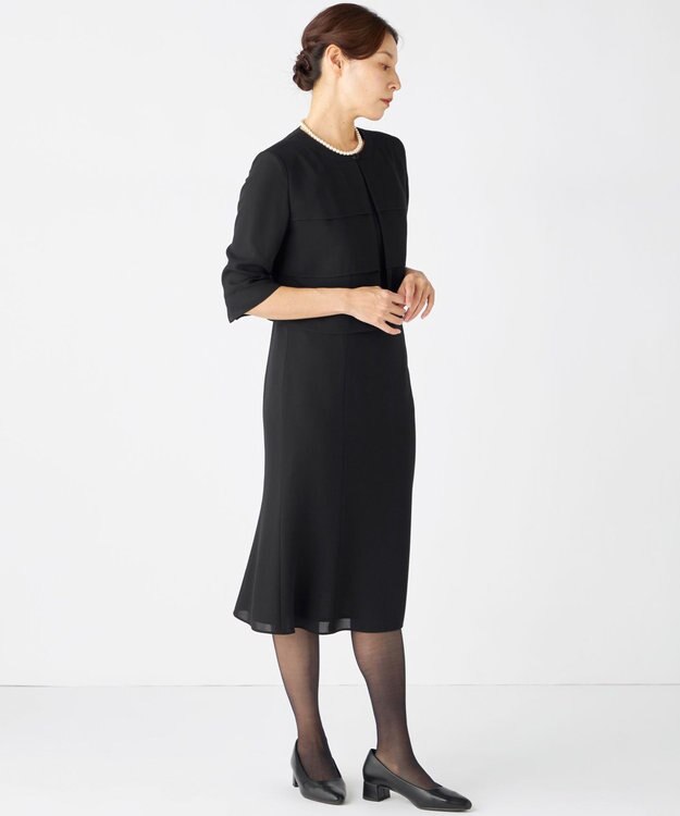 自由区 FORMAL 【人気NO.1 / 洗える】ボレロ風ワンピース ブラック系