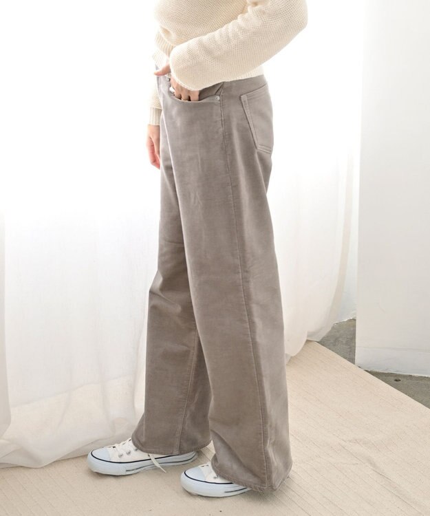 caqu ワイドフィット 裏起毛コーデュロイパンツ graige