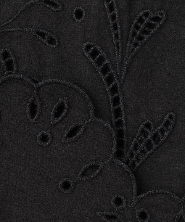 BEIGE， 【洗える】GALLERIA / コットンエンブロイダリーノースリーブブラウス Black