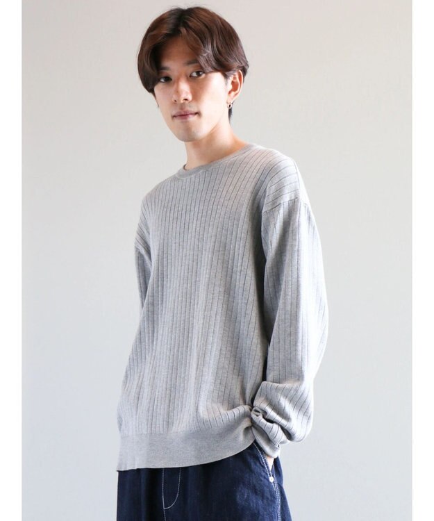 CRAFT STANDARD BOUTIQUE ワイドリブクルーネックニットプルオーバー Light Gray