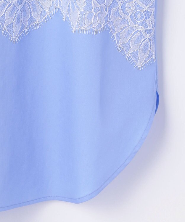 自由区 【カトリエムブーケ】Borde de dentelle ラッセルレースシャツ サックス×オフ