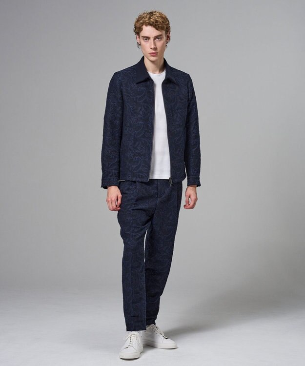 JOSEPH HOMME 【新柄】エス二カルスラブジャガード ドロスト付ワイドテーパードパンツ/ ORIGIN CONVERTIBLE ネイビー系