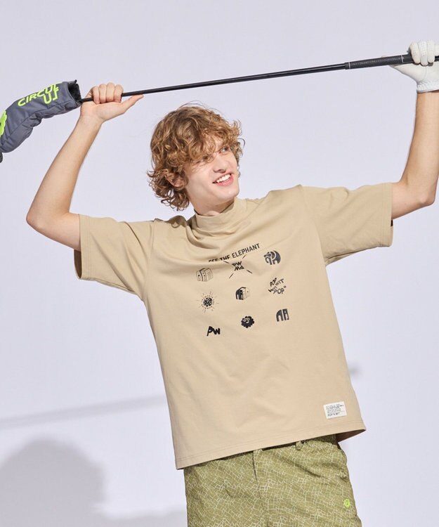 PW CIRCULUS 【MEN】9モチーフモックネック ゴルフ ベージュ系