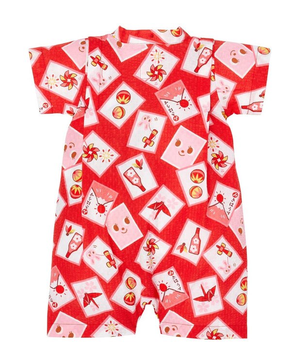 MIKI HOUSE HOT BISCUITS 【ミキハウス】【60-80cm】甚平オール 赤