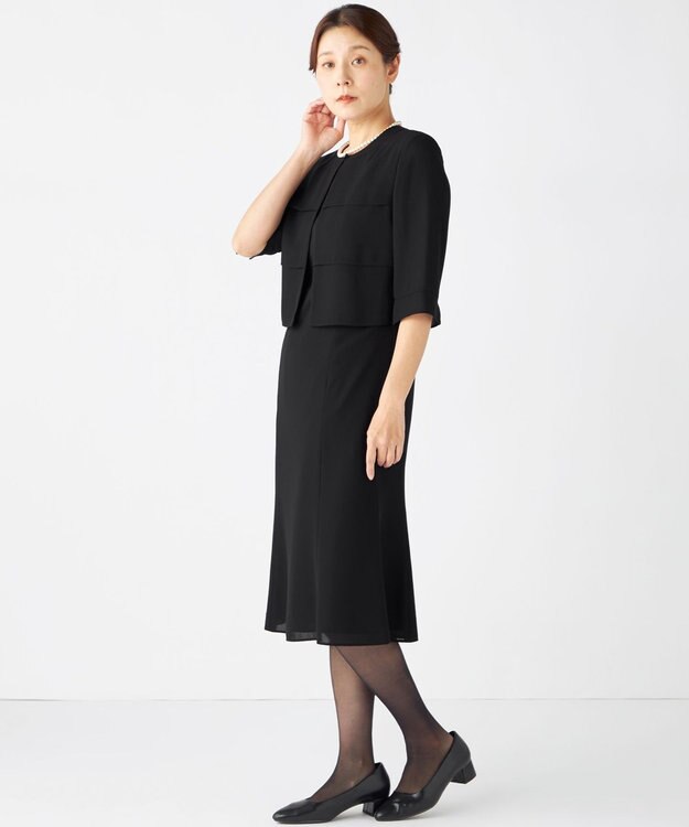 自由区 FORMAL 【人気NO.1 / 洗える】ボレロ風ワンピース ブラック系