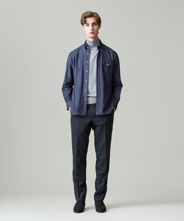 J.PRESS MEN KANEMASA KNITTING デニムジャージ シャツ ネイビー系