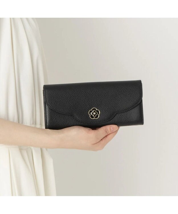 CLATHAS ペルル かぶせ長財布 ブラック