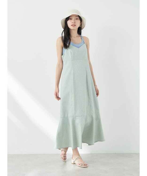 earth music&ecology チェックマーメイドキャミワンピース Black