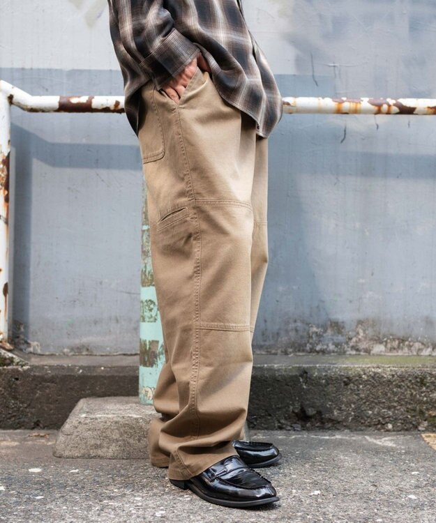 WEGO 【ウエストゴム/MLサイズ展開】ージーダブルニーパンツ ベージュ