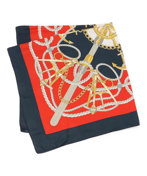 23区 スクエア シルク スカーフ オレンジ系