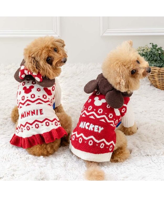 PET PARADISE ディズニー ミッキーマウス お揃いニット 小型犬 レッド