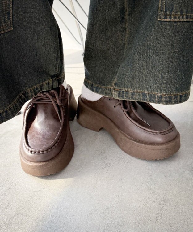 WEGO レースアップデザインサボ ブラウン