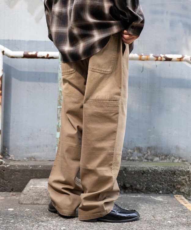 WEGO 【ウエストゴム/MLサイズ展開】ージーダブルニーパンツ ベージュ