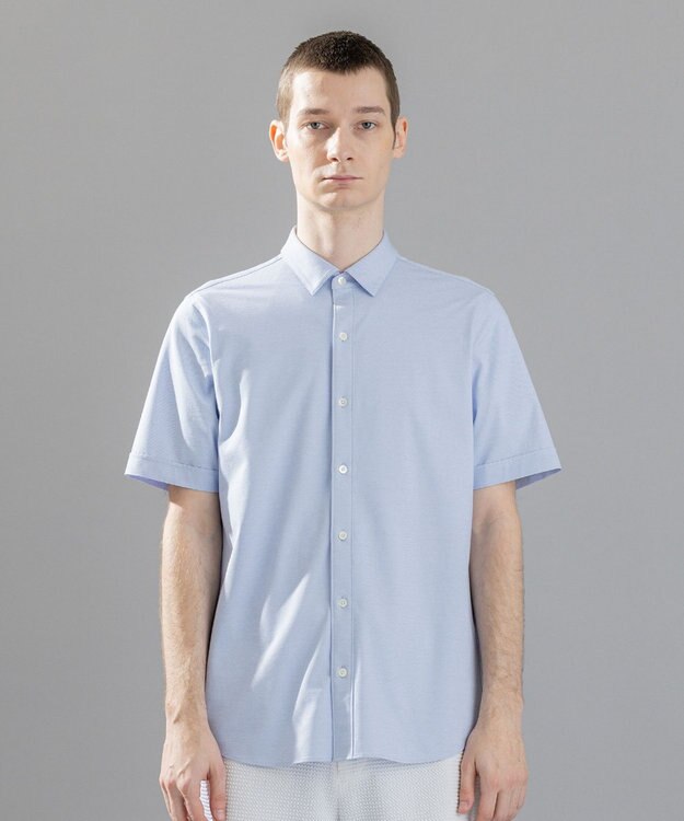 JOSEPH HOMME 新素材【洗える/ストレッチ】ハイゲージコットンジャージー 　レギュラーカラーシャツ サックスブルー系