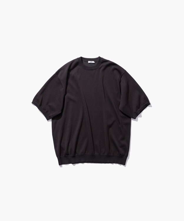 ATON COTTON WASHI KNIT | ハーフスリーブクルーネックセーター - UNISEX CHARCOAL GRAY
