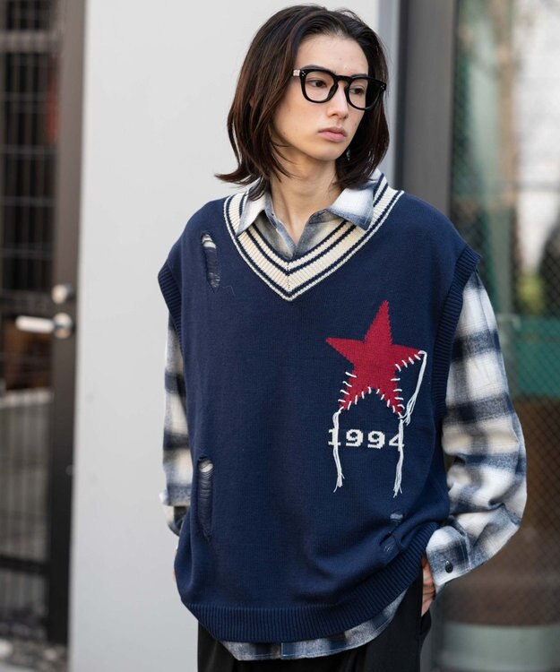 WEGO ダメージチルデンベスト ネイビー