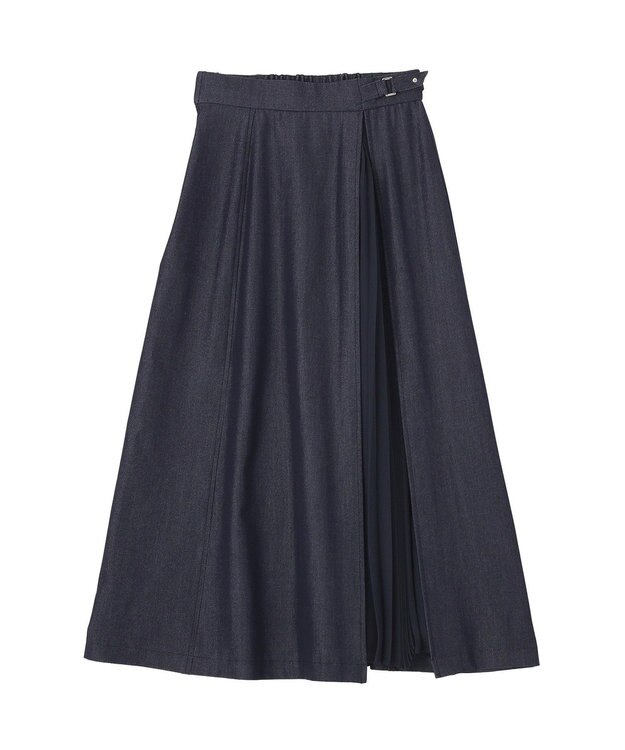 YECCA VECCA プリーツMIXフレアスカート Navy