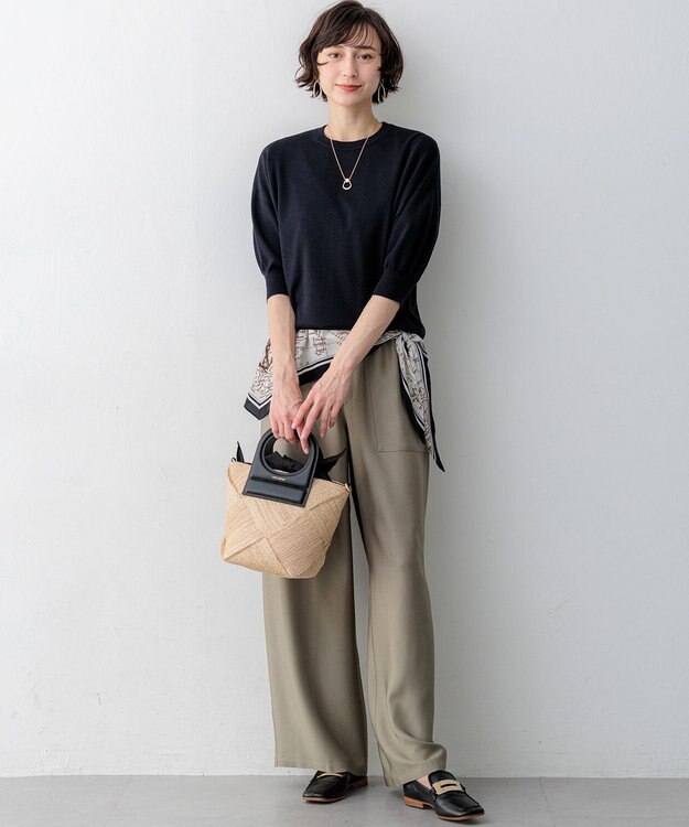 23区 【先行予約】キュプラコットン プルオーバー ニット ネイビー系