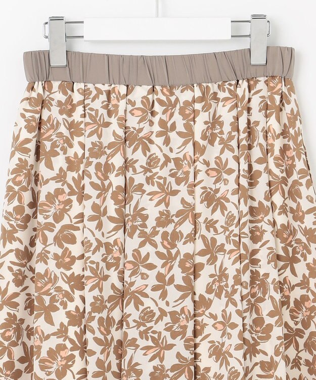 自由区 【カタログ掲載・洗える】スノーフラワープリント スカート モカ系