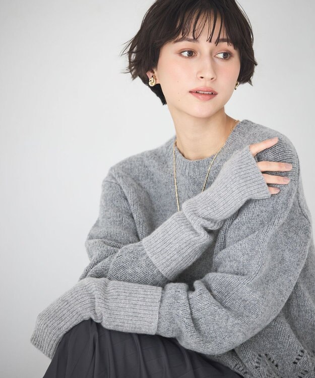 23区 【見上愛さん着用/洗える】ピュアカシミヤ アームウォーマー ライトグレー系