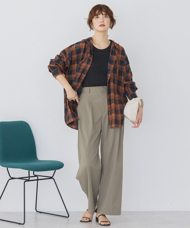 AMERICAN HOLIC チェックフードシャツ Navy