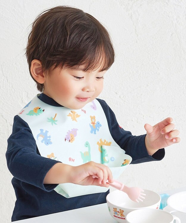 MIKI HOUSE HOT BISCUITS 総柄 お食事スタイ グリーン