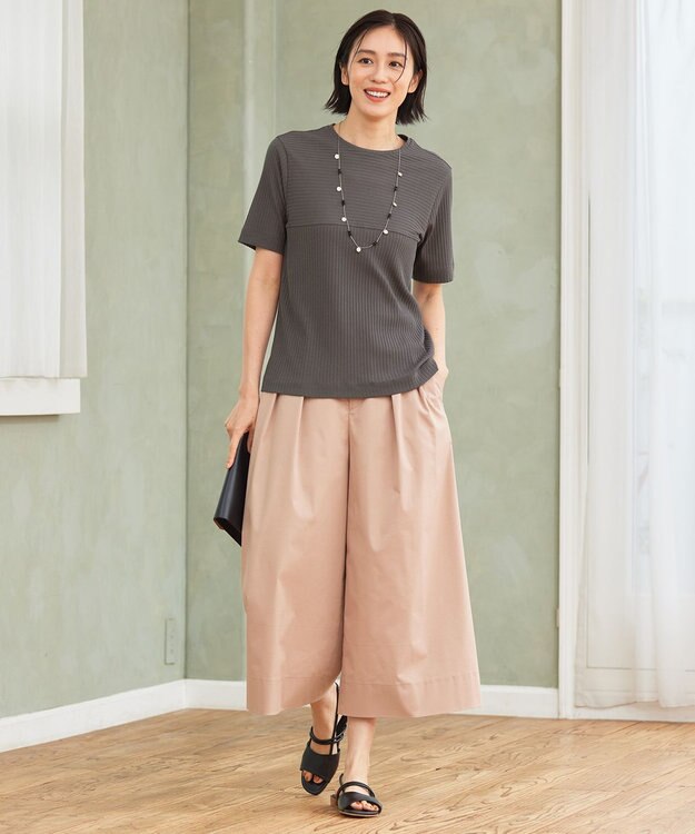 自由区 L 【カタログ掲載・洗える】タックガウチョ パンツ クラウドローズ